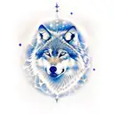 wolf with constellation  tattoo design idea