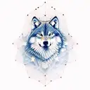 wolf with constellation  tattoo design idea