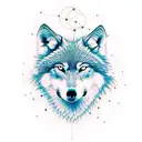 wolf with constellation  tattoo design idea