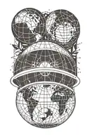 An abstract globe with a basketball and compass rose, representing a passion for travel and playing basketball tattoo design idea