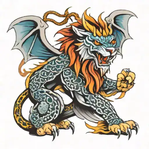 Lion dragon july tattoo design idea