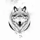 Howling Wolf with big moon and trees tattoo design idea