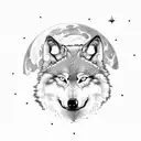 Howling Wolf with big moon and trees tattoo design idea