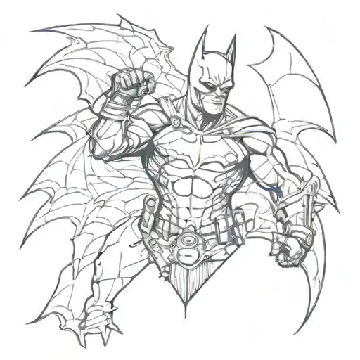 A tattoo design representing the duality of being a correction officer and a fan of Batman in a sketch style tattoo design idea