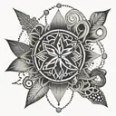 A tattoo design inspired by BDSM symbols and beach motifs in a dotwork style tattoo design idea
