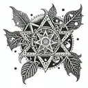 A tattoo design inspired by BDSM symbols and beach motifs in a dotwork style tattoo design idea