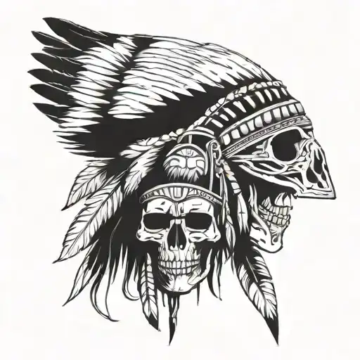 Native American and skull tattoo design idea