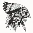 Native American and skull tattoo design idea