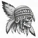 Native American and skull tattoo design idea