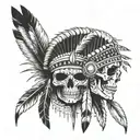 Native American and skull tattoo design idea