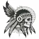 Native American and skull tattoo design idea