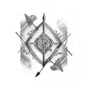 Arrow for 3 siblings with birth dates of mother and father tattoo design idea