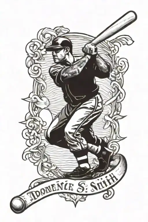 portrat of baseball player Domenic Smith tattoo design idea