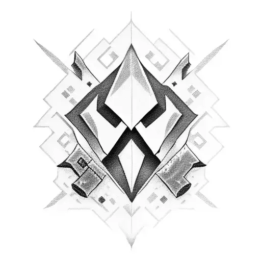 destiny, valorant, fortnite in a minecraft block tattoo design idea