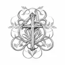 Christian Cross with vines wrapping up it, with the Bible verse "Philippians 4:13" tattoo design idea