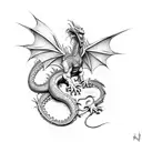 Dragon no wings facing front tattoo design idea