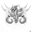 Dragon no wings facing front tattoo design idea