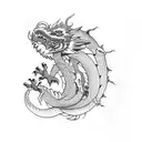 Dragon no wings facing front tattoo design idea