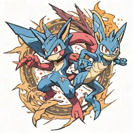 Lucario vs Greninja tattoo design idea