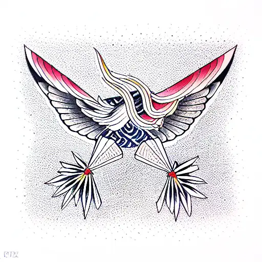 paper crane tattoo design idea