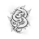 floral com cobra tattoo design idea