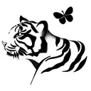 baby Tiger with butterfly with date 111220 tattoo design idea