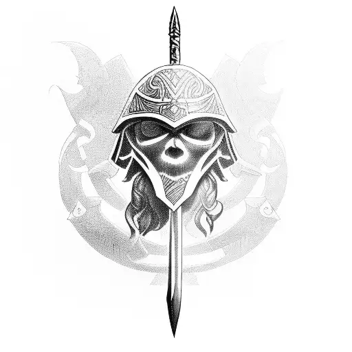 Ancient warrior wielding a zweihander tattoo design idea