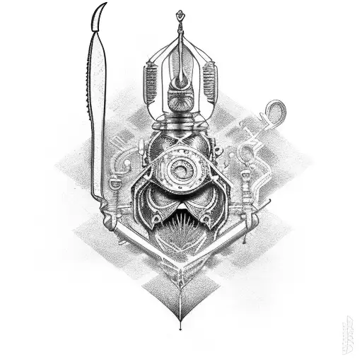 zweihander steampunk tattoo design idea