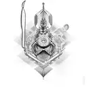 zweihander steampunk tattoo design idea