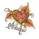Madhu name with heart tattoo design idea