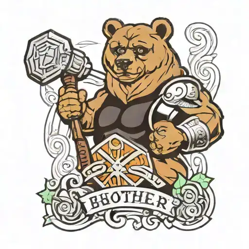 brother bear kenai holding thor mjölnir thor's hammer tattoo design idea