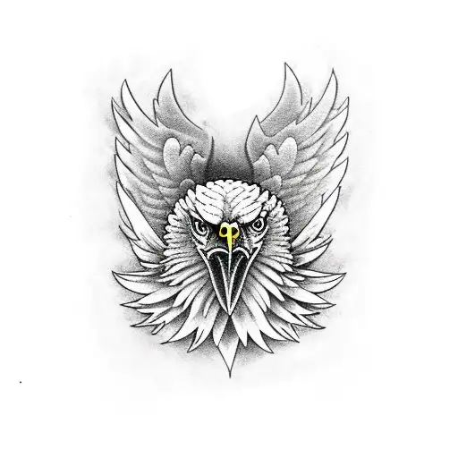 Eagle full body with wings staring angrily tattoo design idea