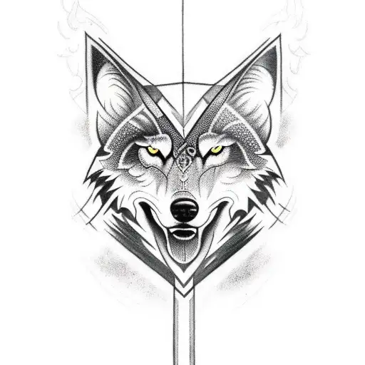 full arm dark Design an norse mitology tattoo with elements of wolf or crow tattoo design idea