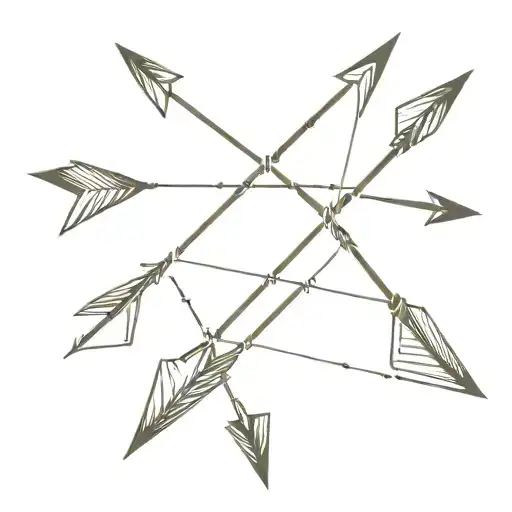 A minimalist tattoo of three arrows pointing in different directions, symbolizing the tripod, with each arrow detailed with fine lines tattoo design idea