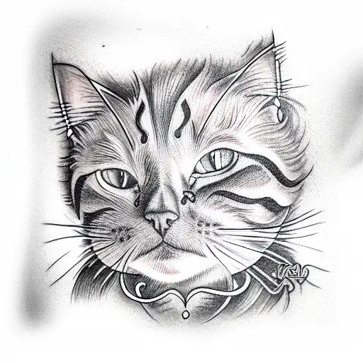 ginger cat tattoo design idea
