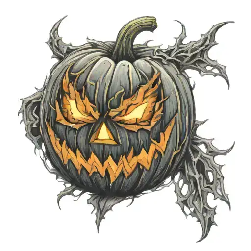 scary jack-o'-lantern  tattoo design idea