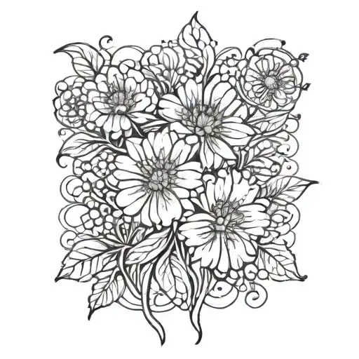 marigold flower with honeysuckle flowers tattoo design tattoo design idea