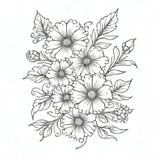 marigold flower with honeysuckle flowers tattoo design tattoo design idea