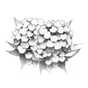 two cardinals among hydrangeas tattoo design idea