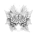 two cardinals among hydrangeas tattoo design idea