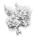 two cardinals among hydrangeas tattoo design idea