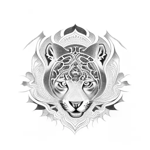 A blackwork tattoo of a sacred Mexican jaguar, representing both power and connection to nature tattoo design idea