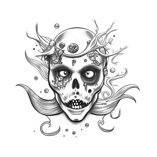 Zombie mermaid tattoo design idea
