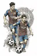Little girl and incorporate soccer player Messi with the Barcelona and Argentina FC logo. tattoo design idea