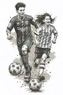 Little girl and incorporate soccer player Messi with the Barcelona and Argentina FC logo. tattoo design idea