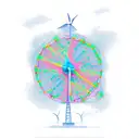 dopamine molecule with gumtree and wind turbine  tattoo design idea