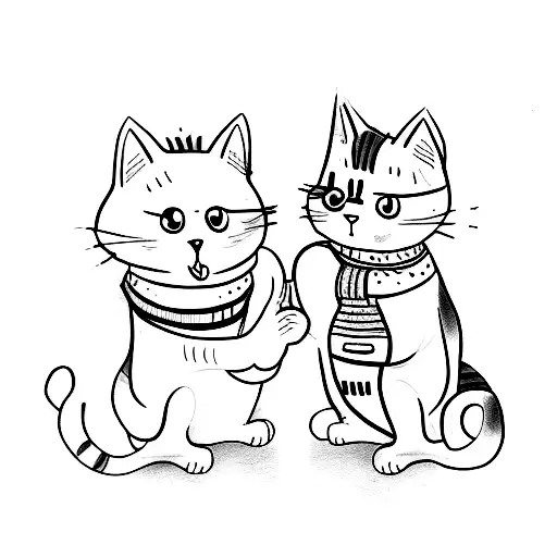 A cat biting his owner tattoo design idea