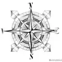 A compass and a world map intertwined with circuit board patterns tattoo design idea