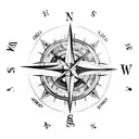 A compass and a world map intertwined with circuit board patterns tattoo design idea