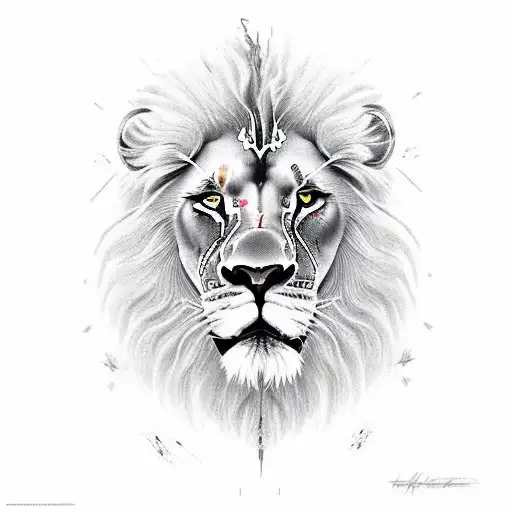Lion with scars but still the king tattoo design idea